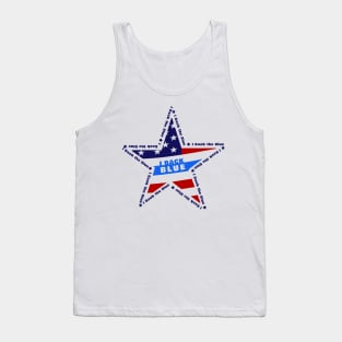 i back the blue text in star Tank Top